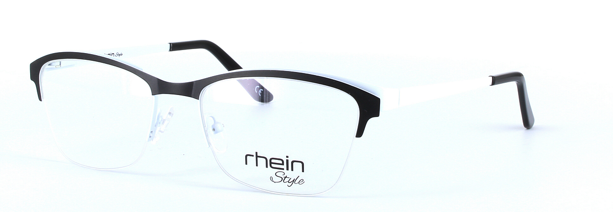 Andrea Black and White Semi Rimless Oval Metal Glasses - Image View 1