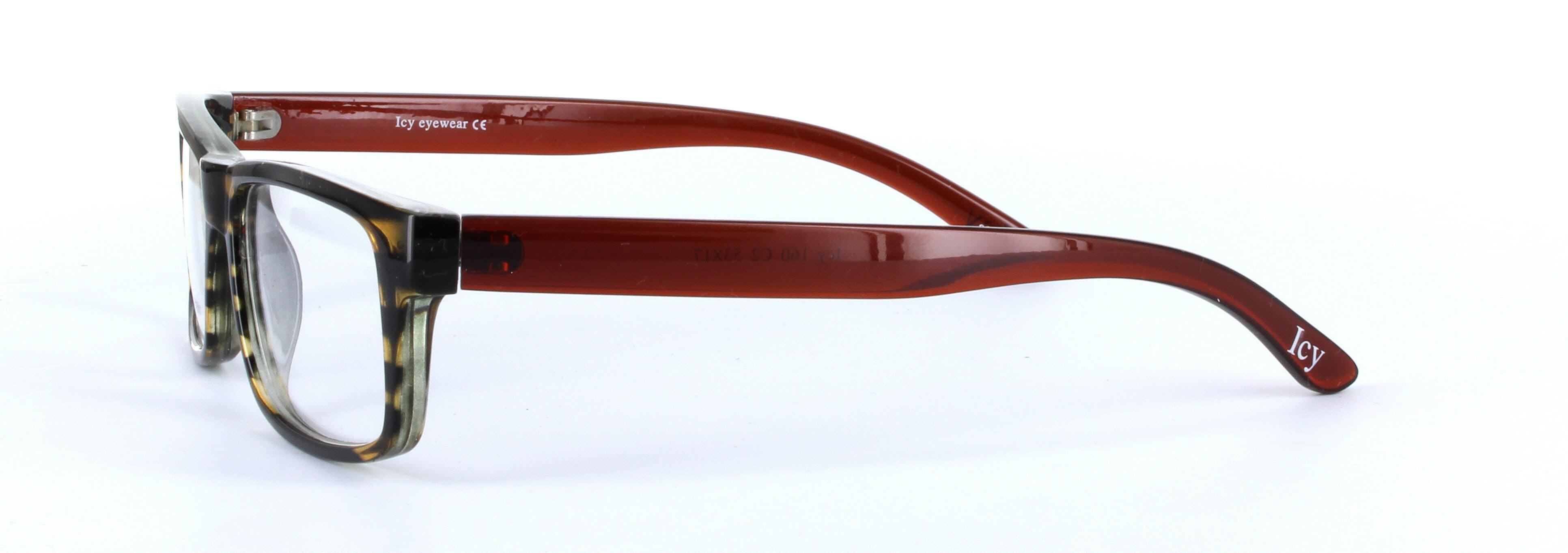 ICY 160 Brown Full Rim Rectangular Square Plastic Glasses - Image View 2