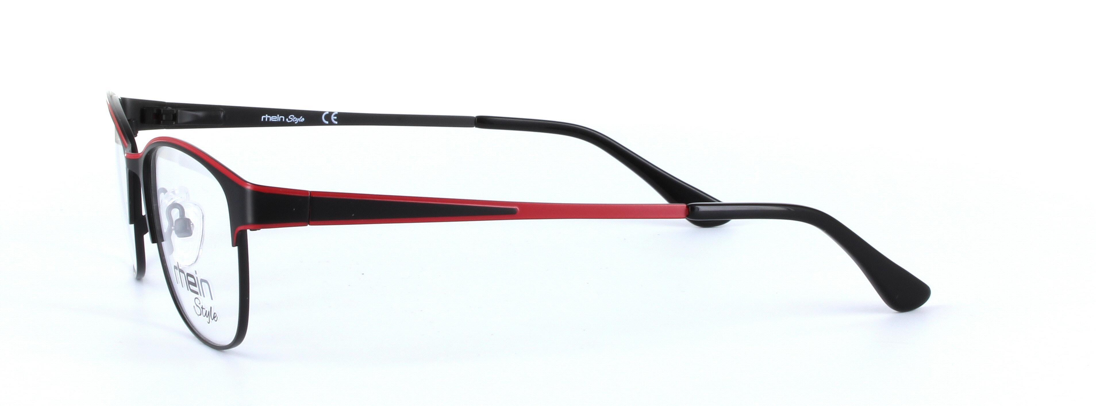 Harvey Black and Red Full Rim Oval Metal Glasses - Image View 2