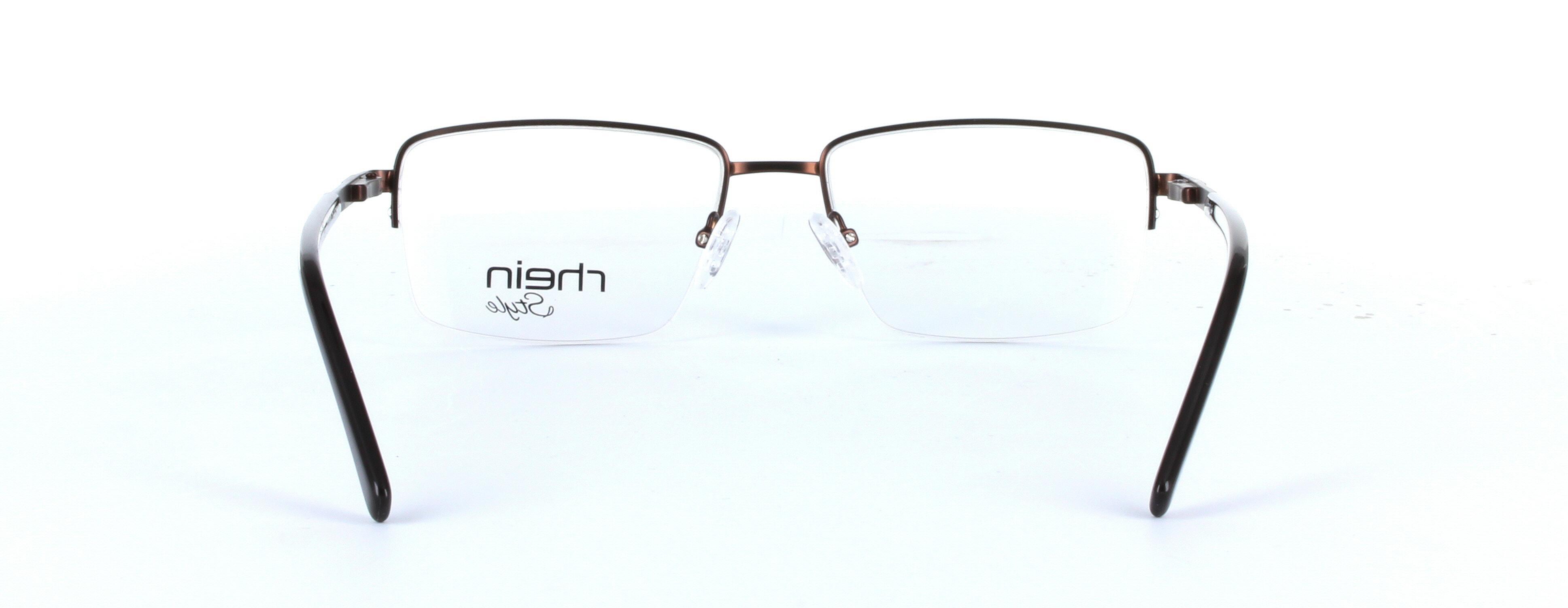 Denver Brown Semi Rimless Rectangular Metal Glasses - Image View 3