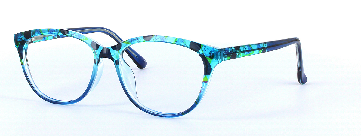 Dolores Blue Full Rim Oval Round Plastic Glasses - Image View 1
