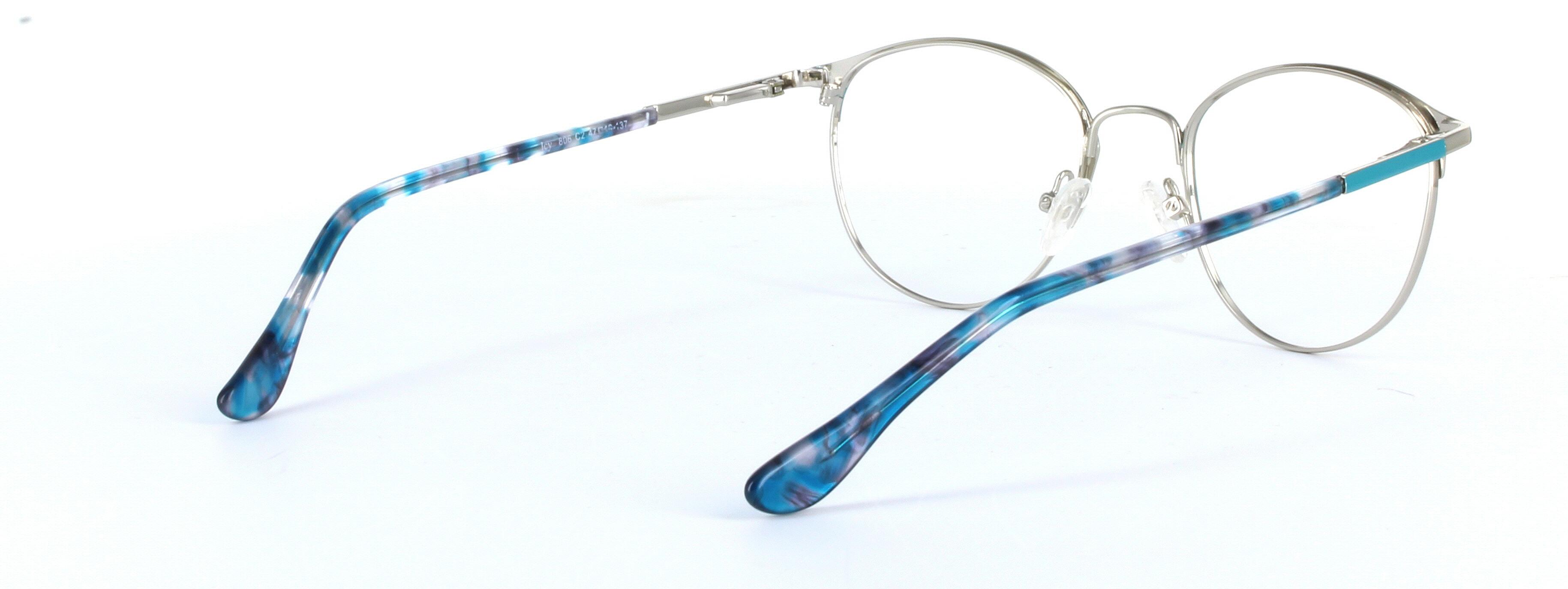 Mia Blue and Silver Full Rim Oval Round Metal Glasses - Image View 4
