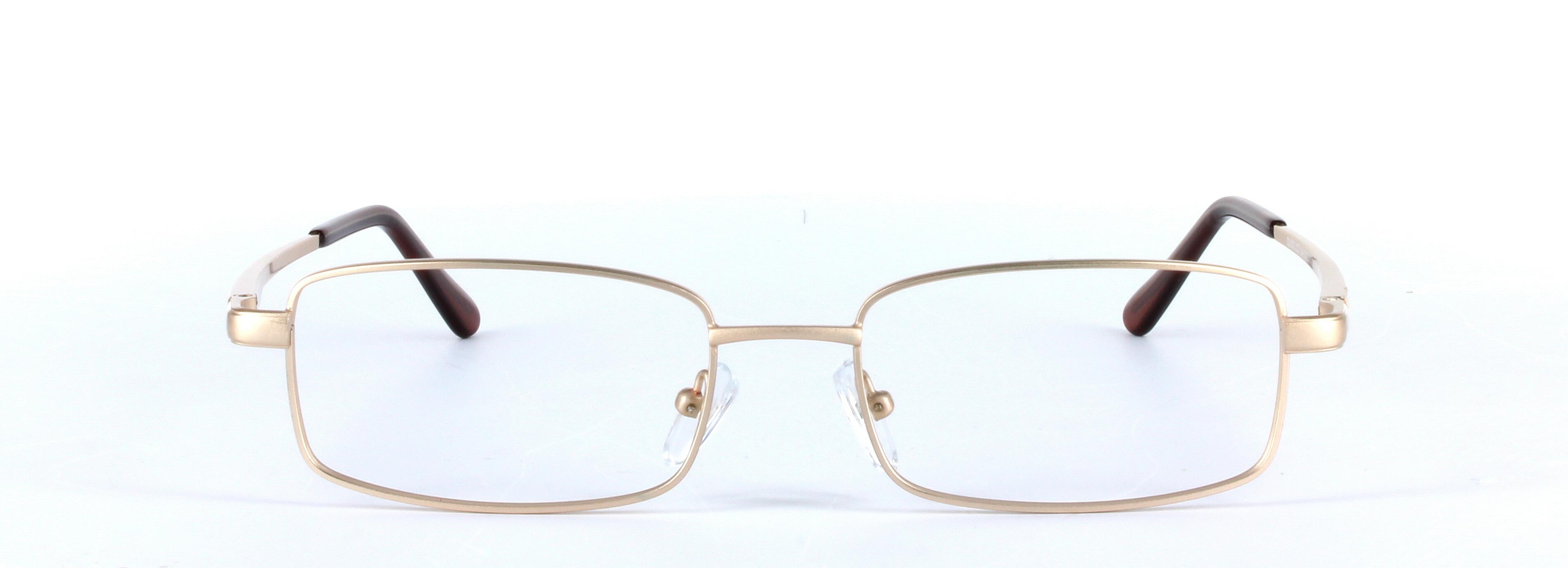Kristo Gold Full Rim Rectangular Metal Glasses - Image View 5