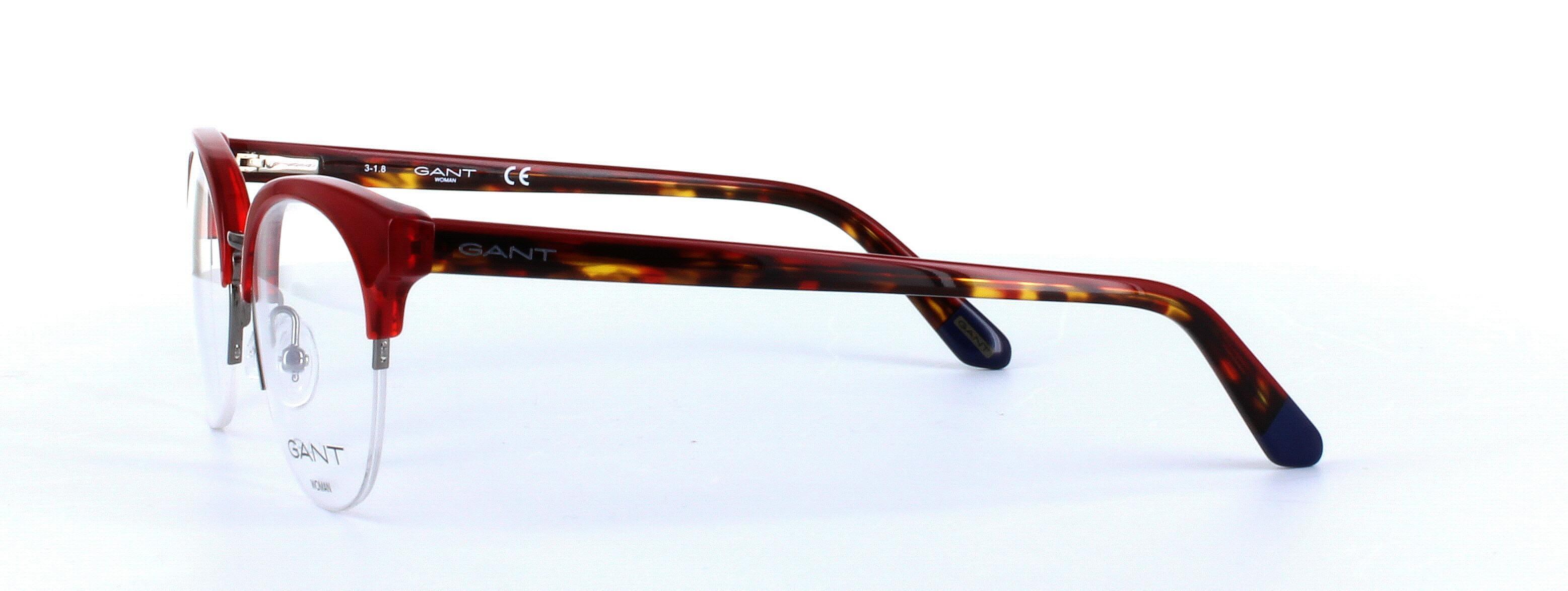 GANT (4085-066) Red Semi Rimless Round Acetate Glasses - Image View 2