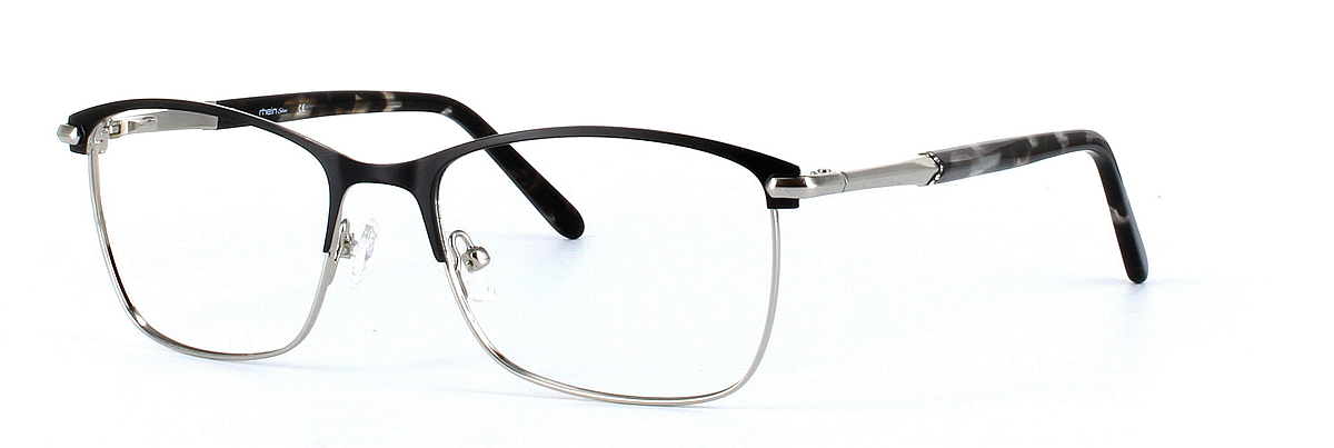 Pheobie Black and Silver Full Rim Oval Metal Glasses - Image View 1