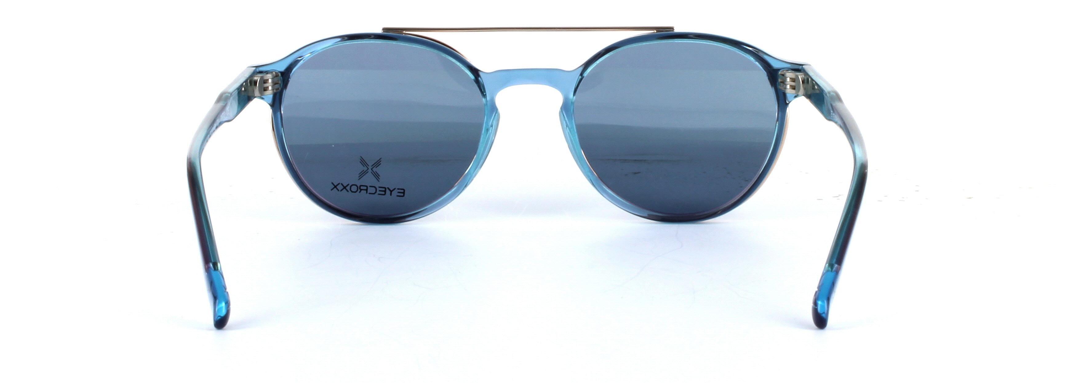 Eyecroxx 621 Blue Full Rim Round Acetate Glasses - Image View 3