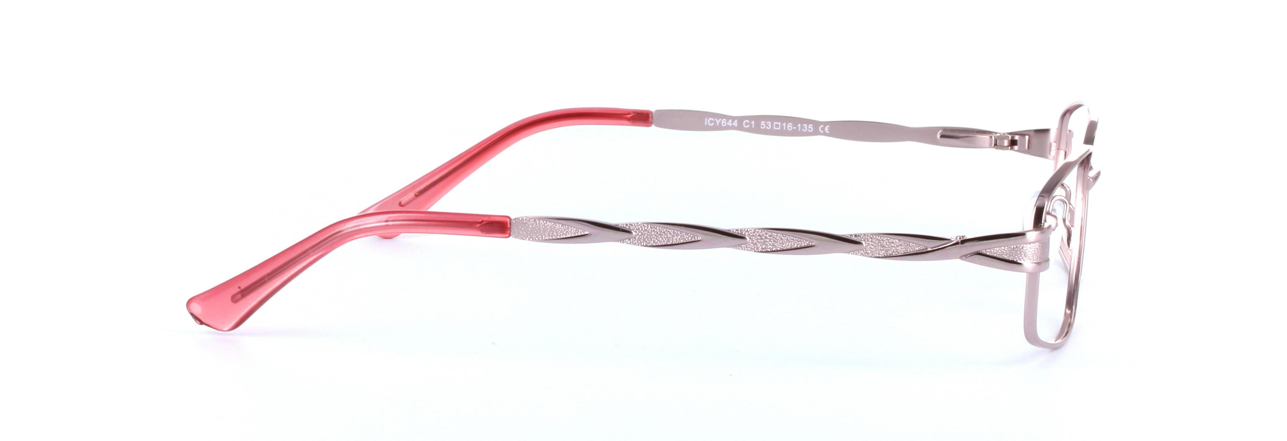 Anna Pink Full Rim Oval Rectangular Metal Glasses - Image View 4