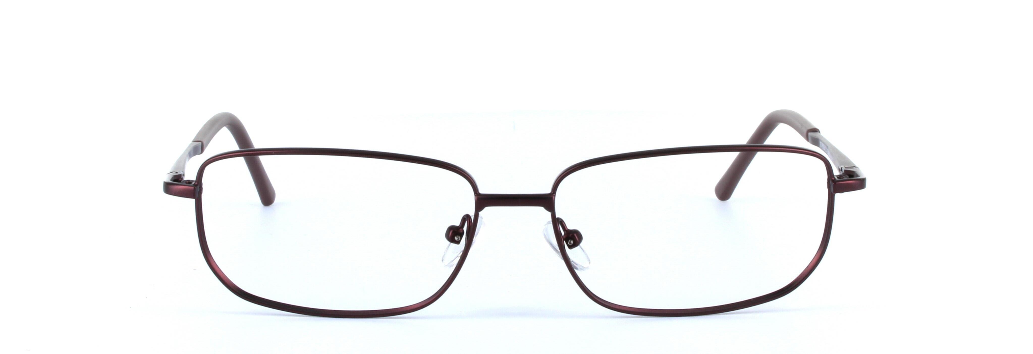 Alex Burgundy Full Rim Rectangular Metal Glasses - Image View 5