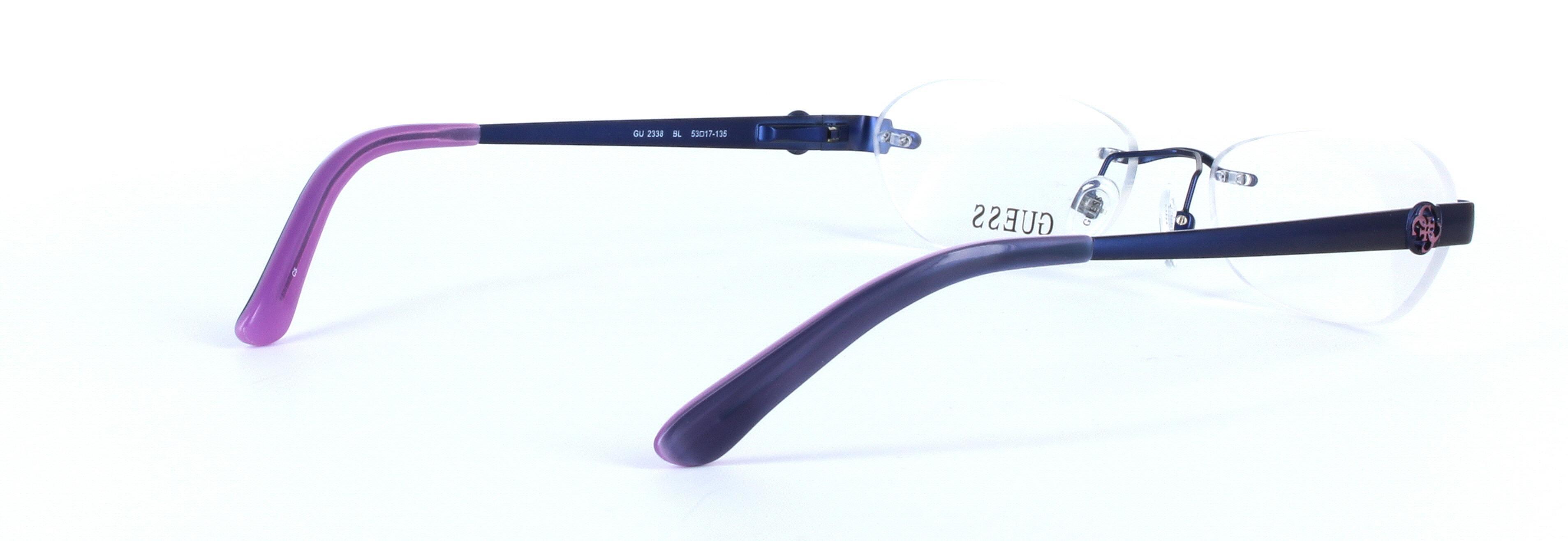 GUESS (GU2338-BLU) Blue Rimless Oval Rectangular Metal Glasses - Image View 4