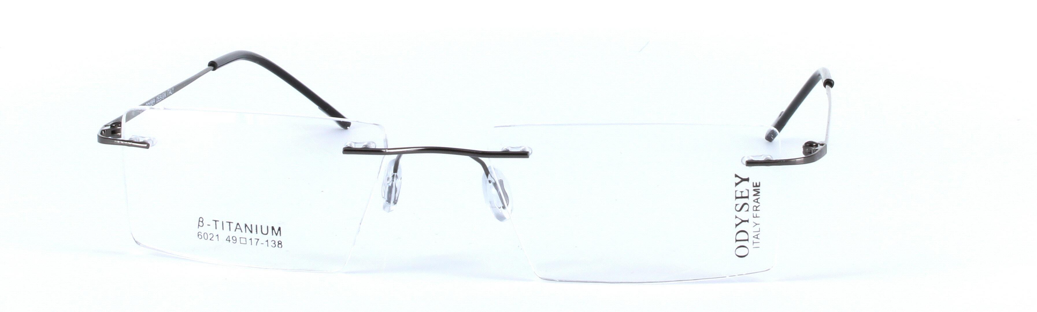 ODYSEY 6021 Gunmetal Rimless Rectangular Titanium Glasses - Image View 5