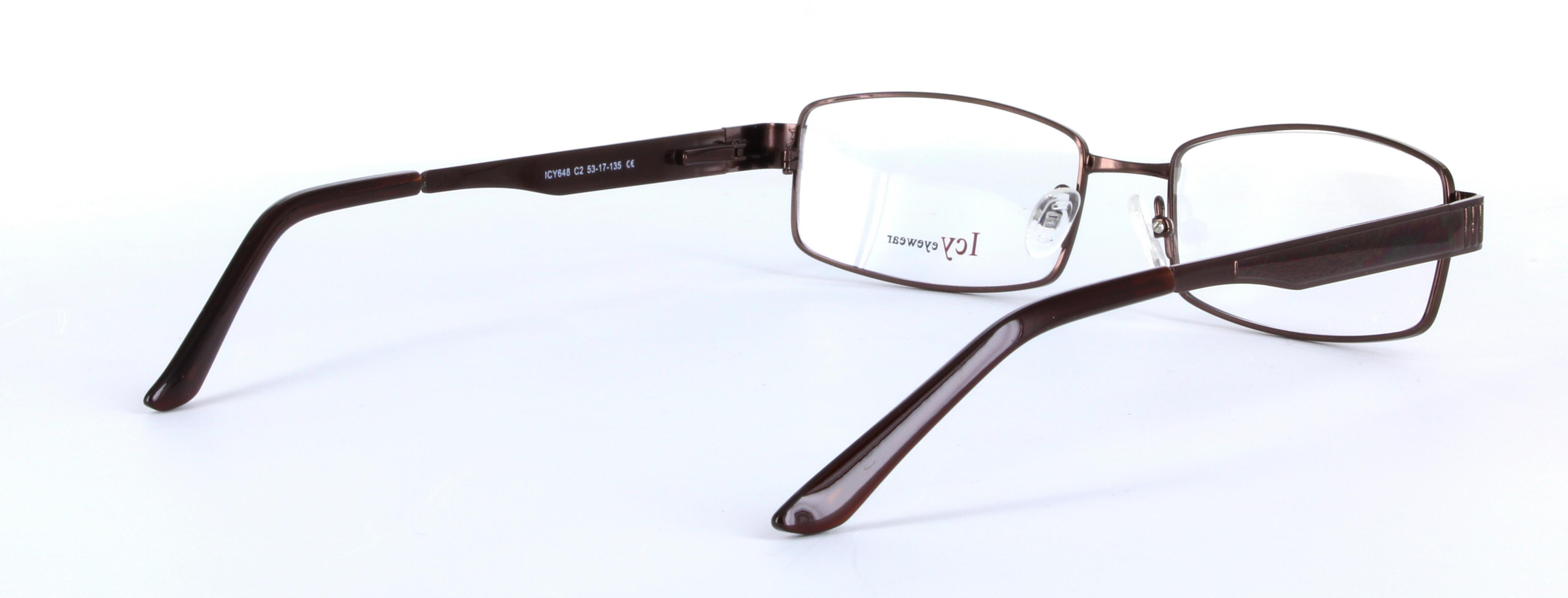 Fusion Brown Full Rim Rectangular Metal Glasses - Image View 4