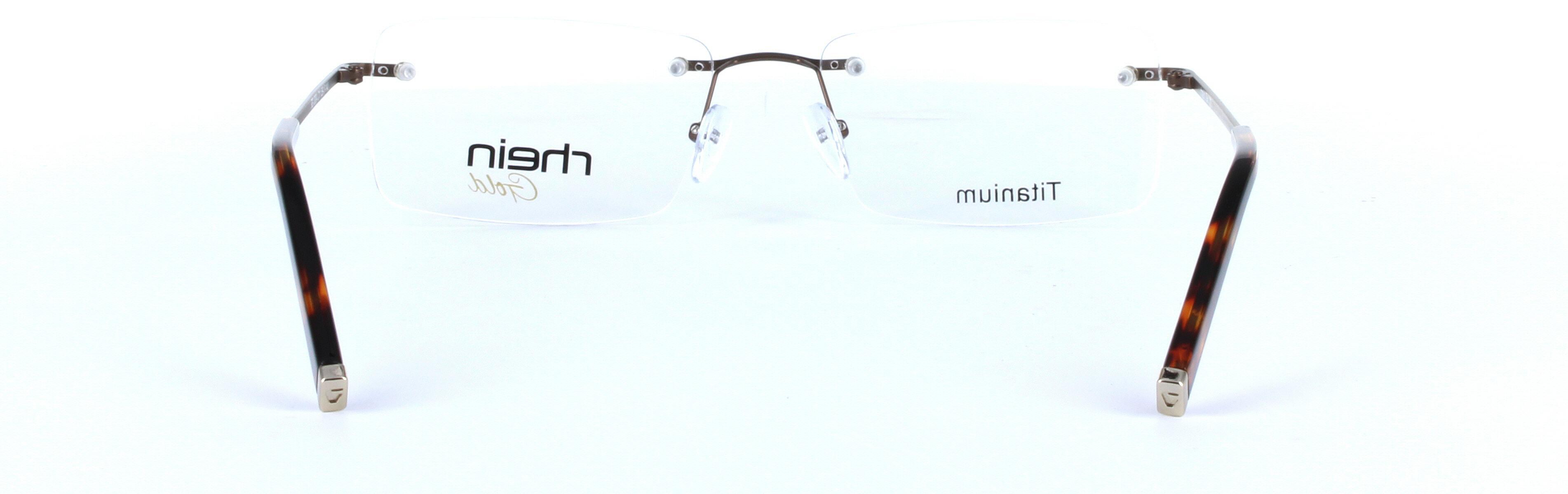 Greenville Titanium Brown Rimless Rectangular Titanium Glasses - Image View 3