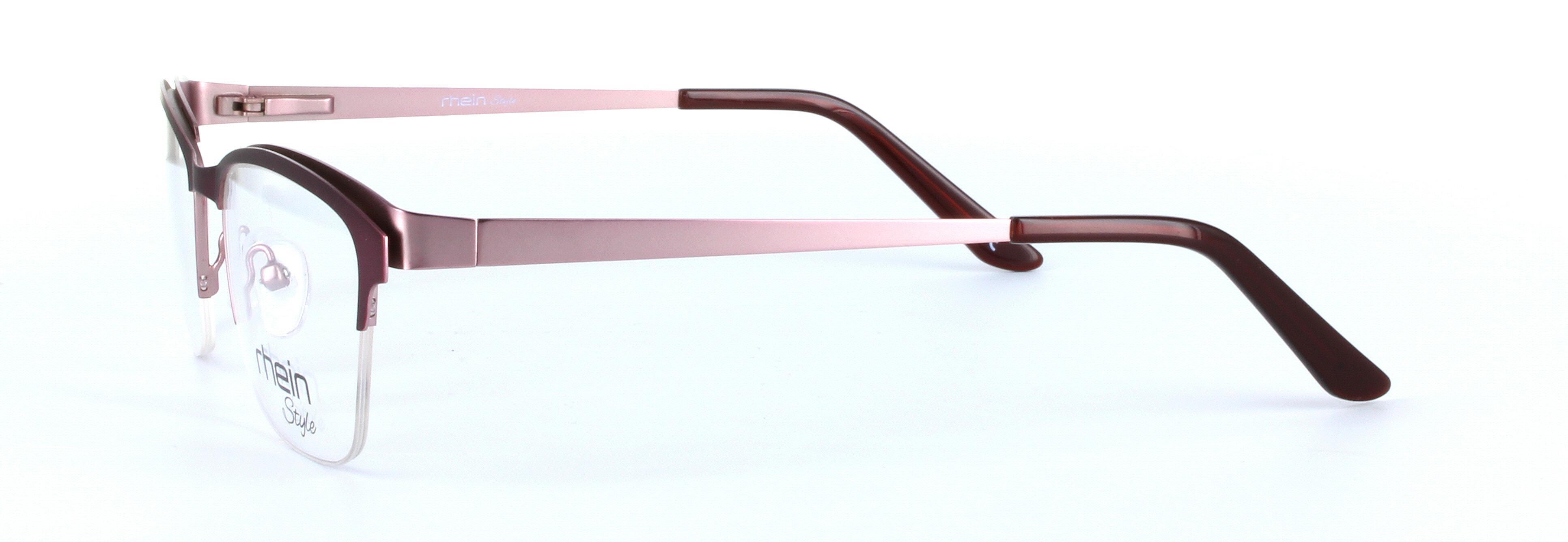 Andrea Red and Pink Semi Rimless Oval Metal Glasses - Image View 2
