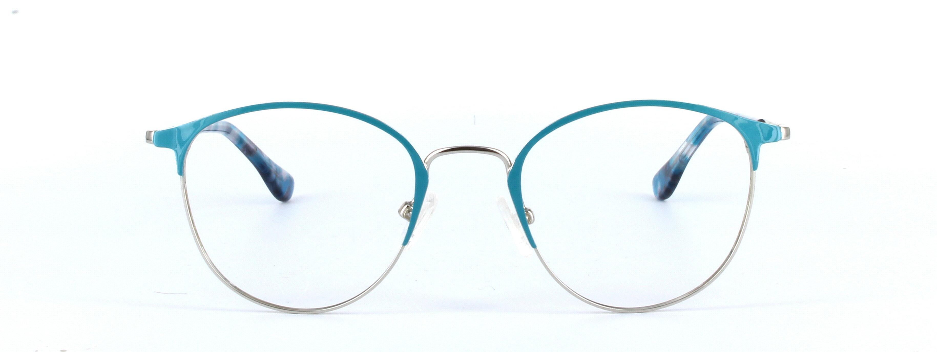 Mia Blue and Silver Full Rim Oval Round Metal Glasses - Image View 5