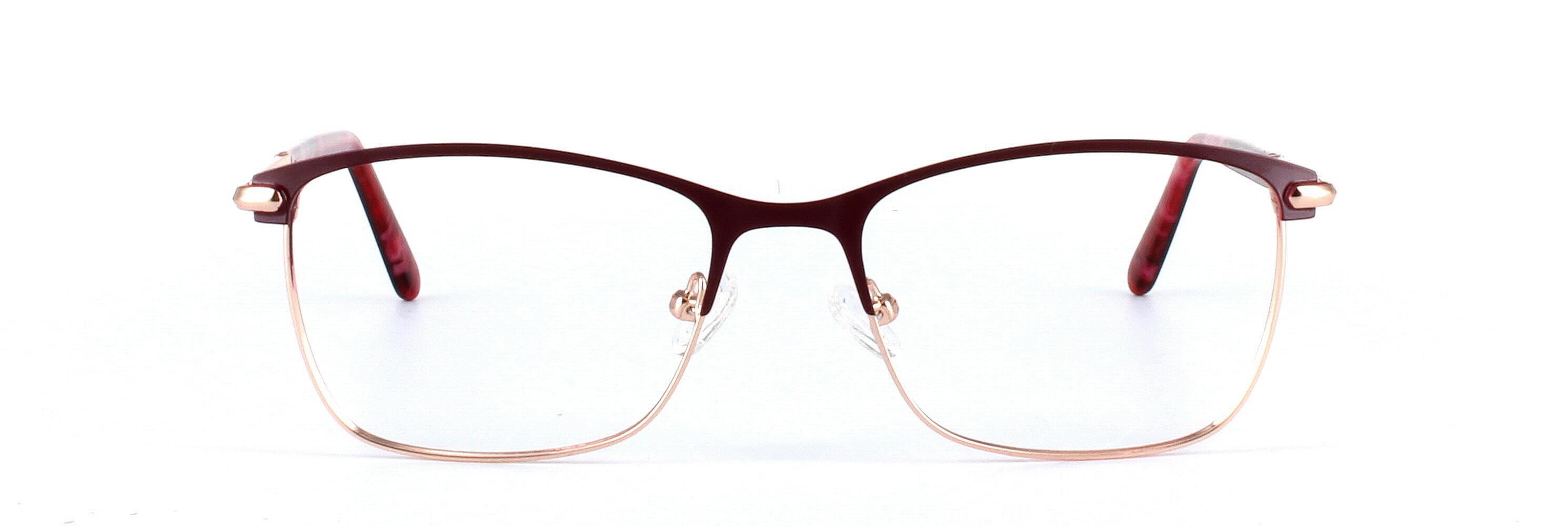 Pheobie Burgundy Full Rim Oval Metal Glasses - Image View 5