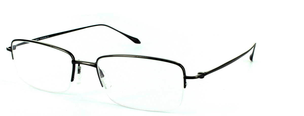 Gunmetal Semi Rimless Rectangular Titanium Glasses Toby - Image View 1