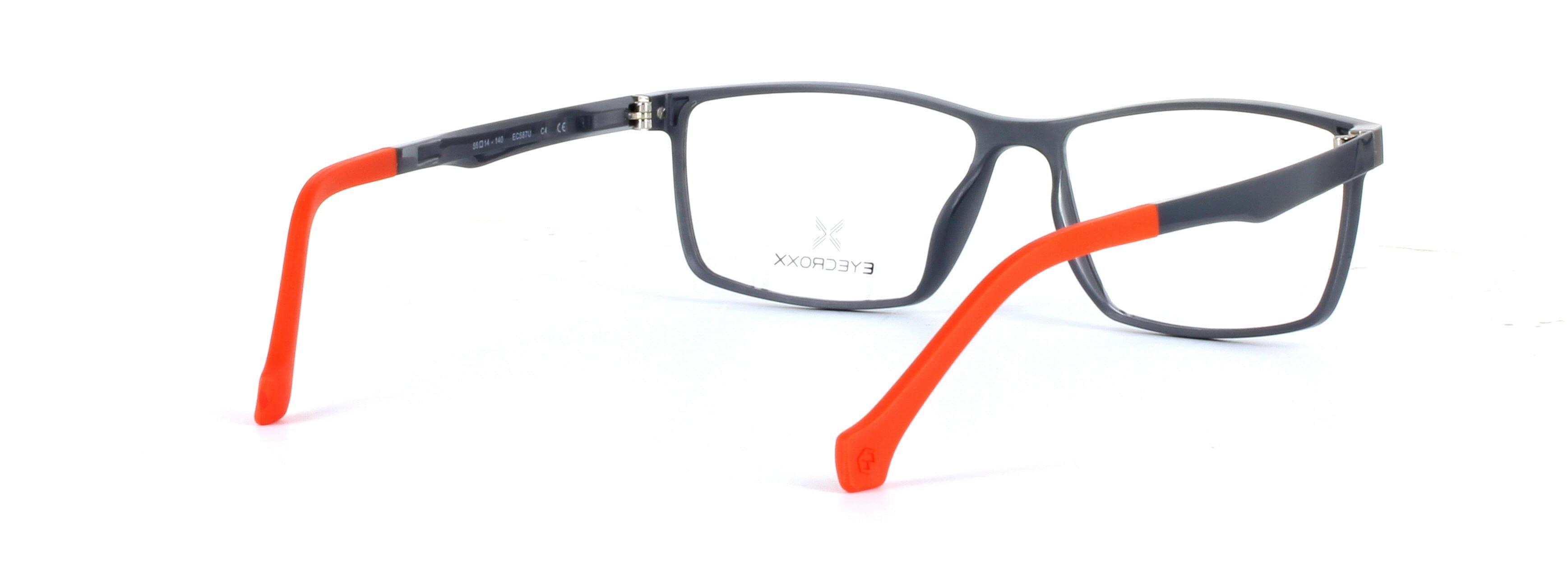 Eyecroxx 587-C4 Grey and Orange Full Rim Rectangular Plastic Glasses - Image View 4