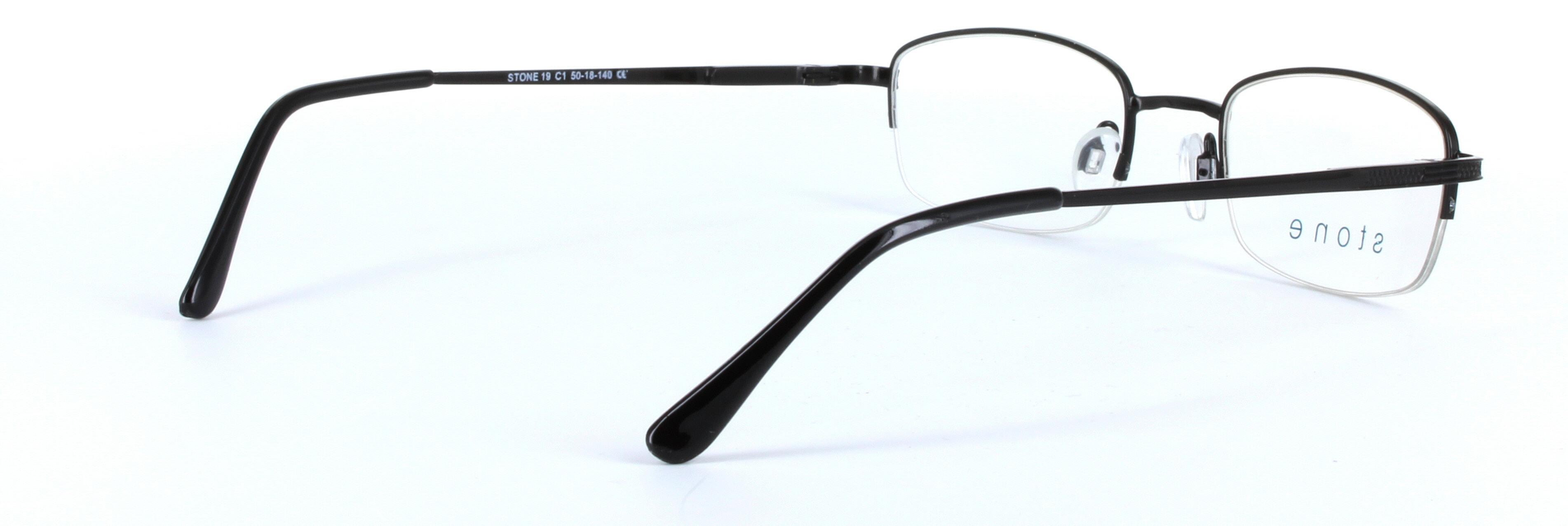 Black Semi Rimless Rectangular Metal Glasses Harry - Image View 4