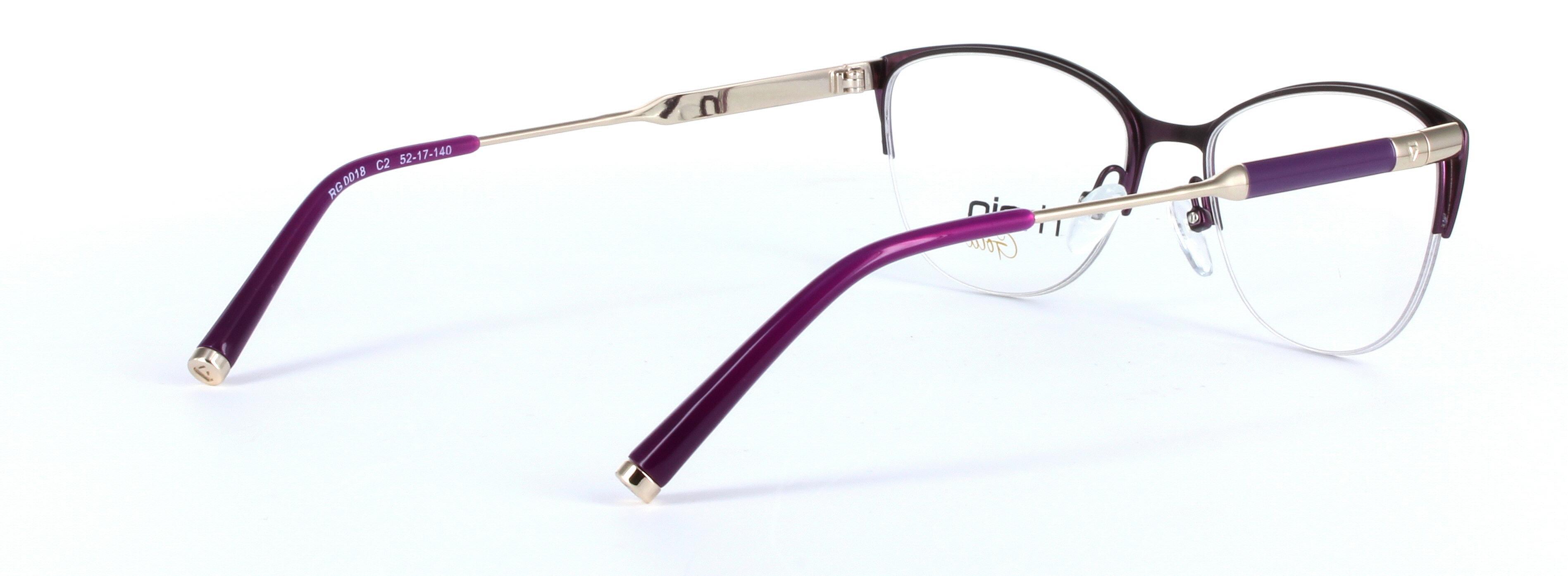 Emily Purple Semi Rimless Oval Metal Glasses - Image View 4