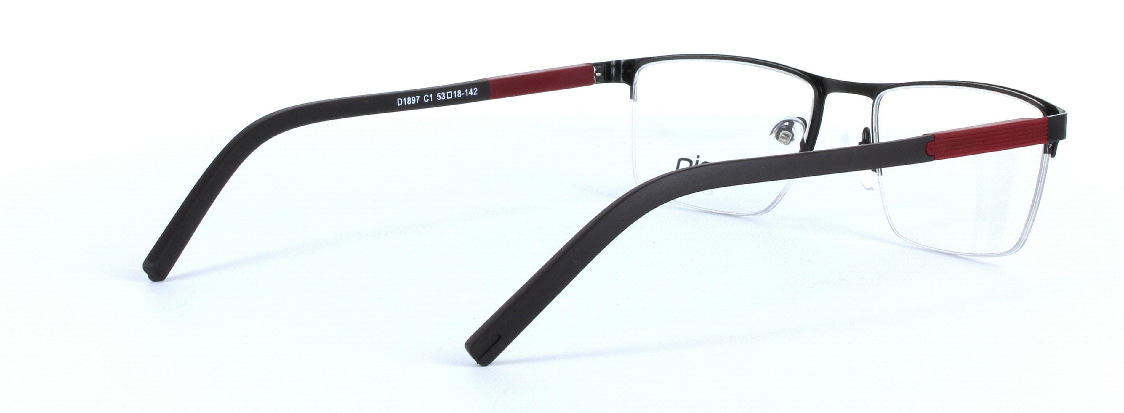 Dell Black and Red Semi Rimless Rectangular Metal Glasses - Image View 4