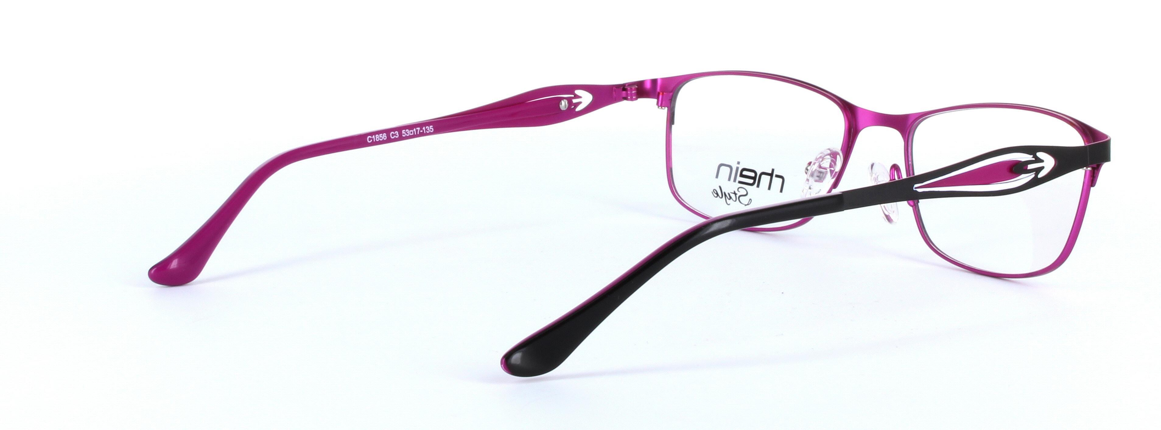 Canberra Black and Pink Full Rim Rectangular Metal Glasses - Image View 4