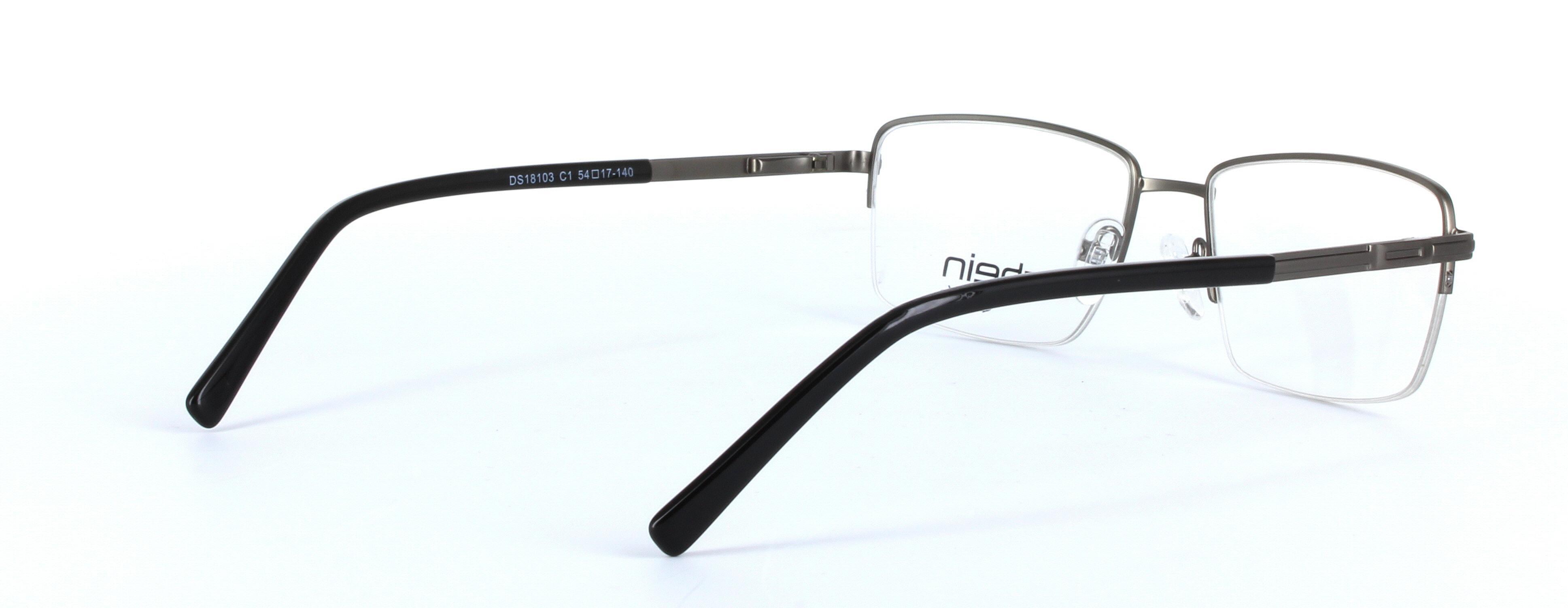 Denver Black Semi Rimless Rectangular Metal Glasses - Image View 4
