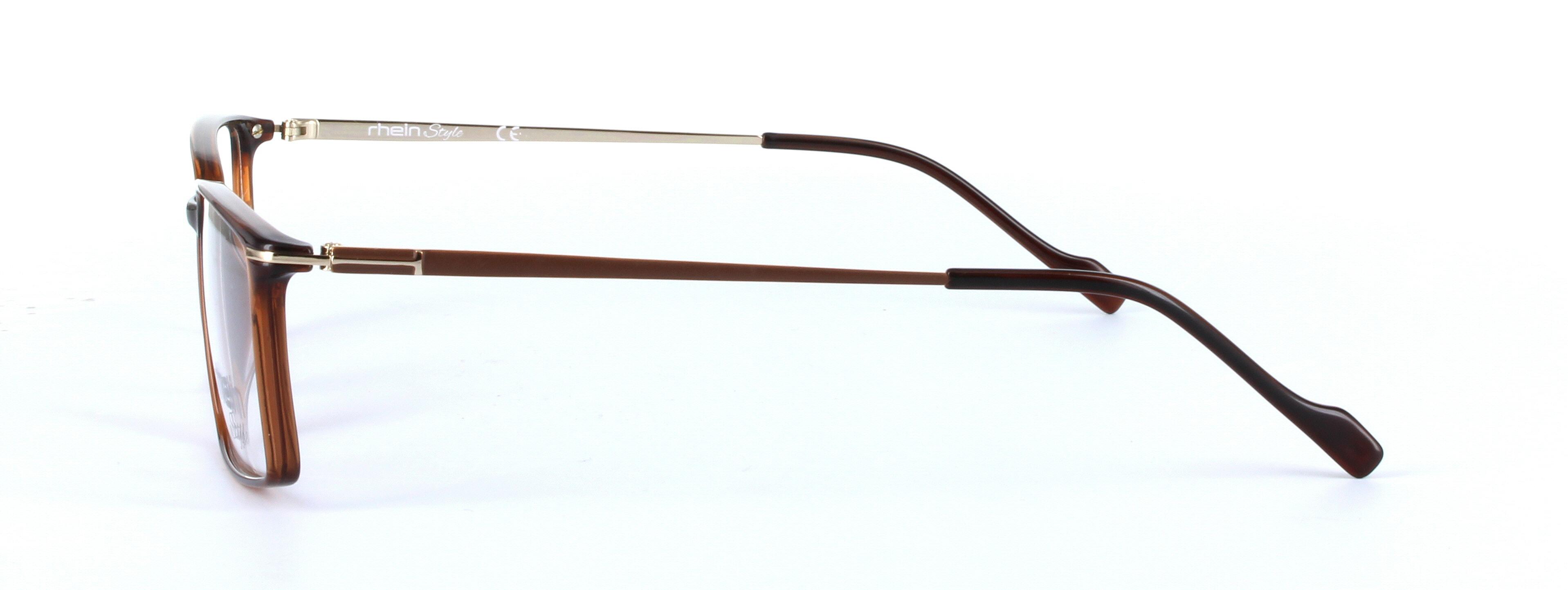 Omega Brown Full Rim Rectangular Square Plastic Glasses - Image View 2