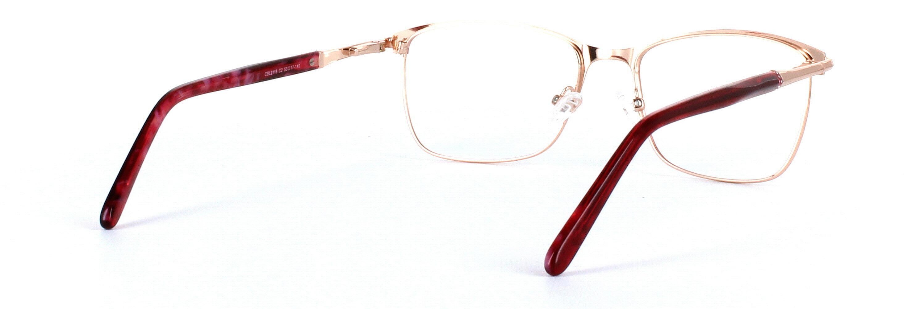 Pheobie Burgundy Full Rim Oval Metal Glasses - Image View 4