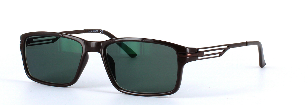 Boston Brown Full Rim Rectangular Plastic Sunglasses - Image View 1