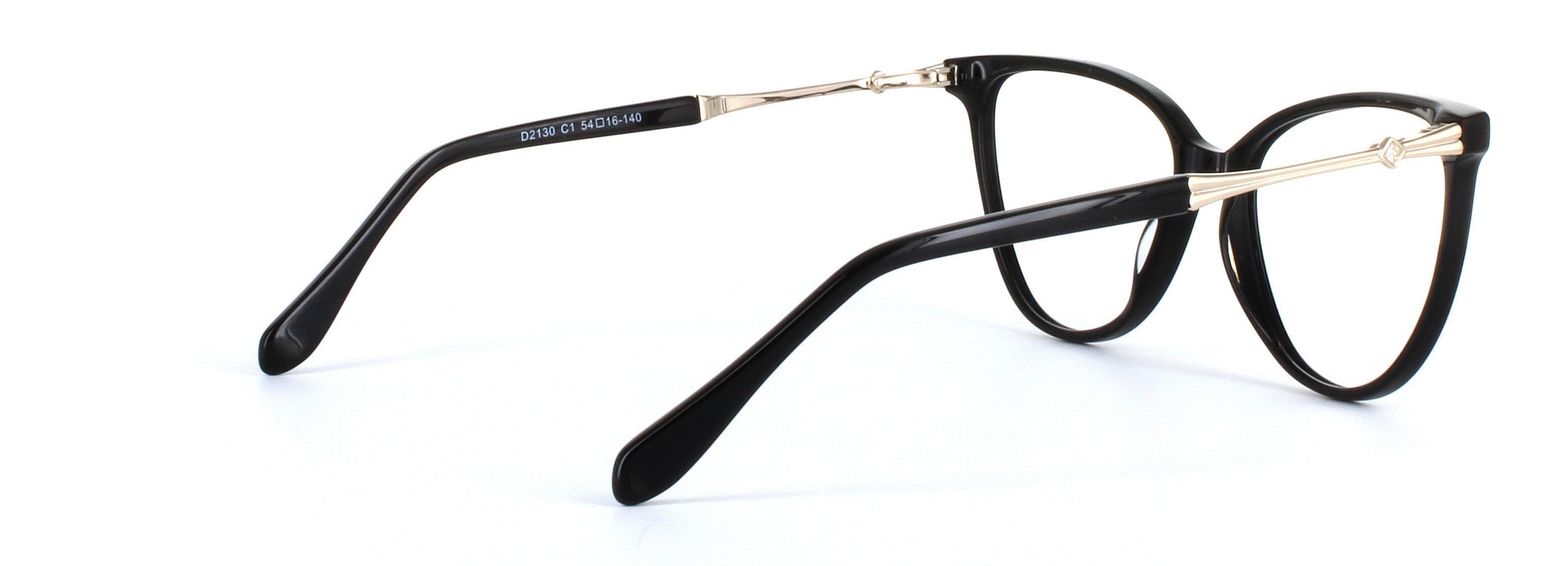Leigh Black Full Rim Cat Eye Acetate Glasses - Image View 4