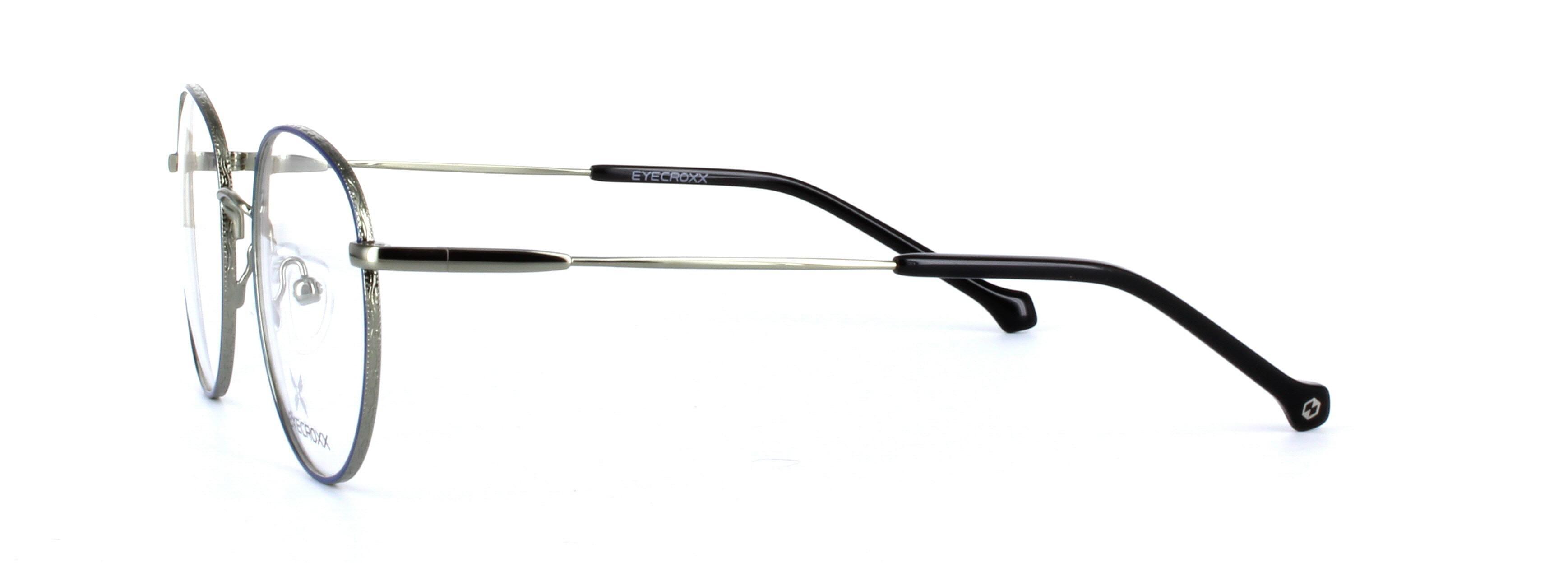 Eyecroxx 570-C3 Blue Full Rim Round Metal Glasses - Image View 2