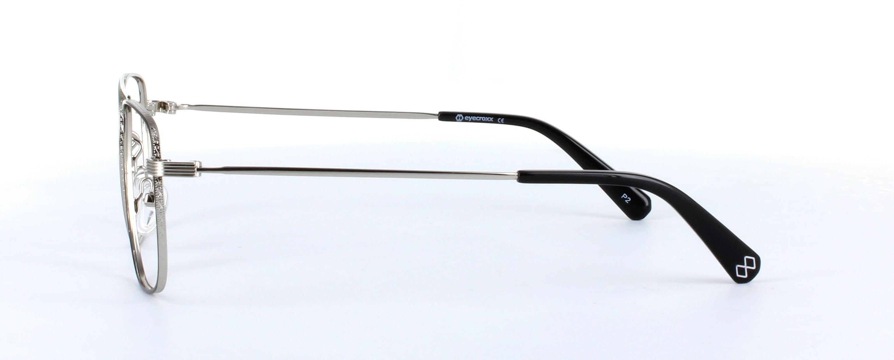 Eyecroxx 598-C3 Black and Silver Full Rim Aviator Metal Glasses - Image View 2