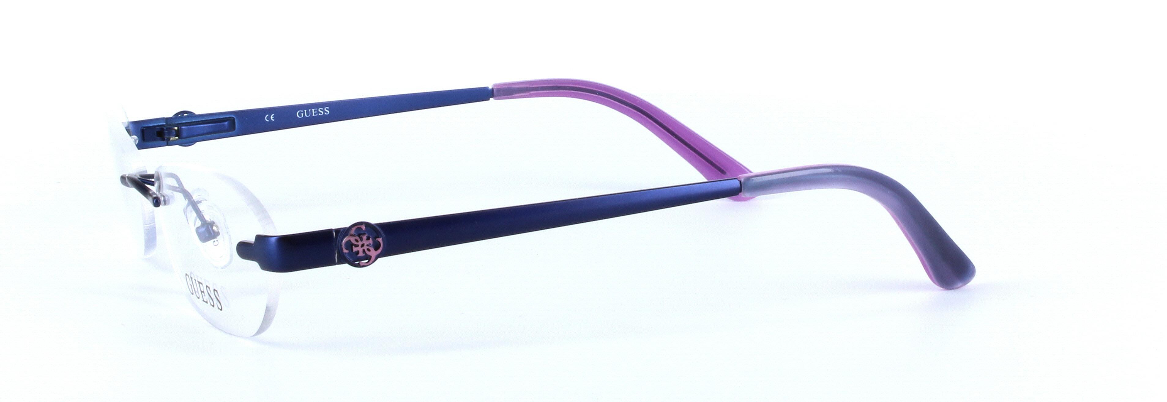 GUESS (GU2338-BLU) Blue Rimless Oval Rectangular Metal Glasses - Image View 2