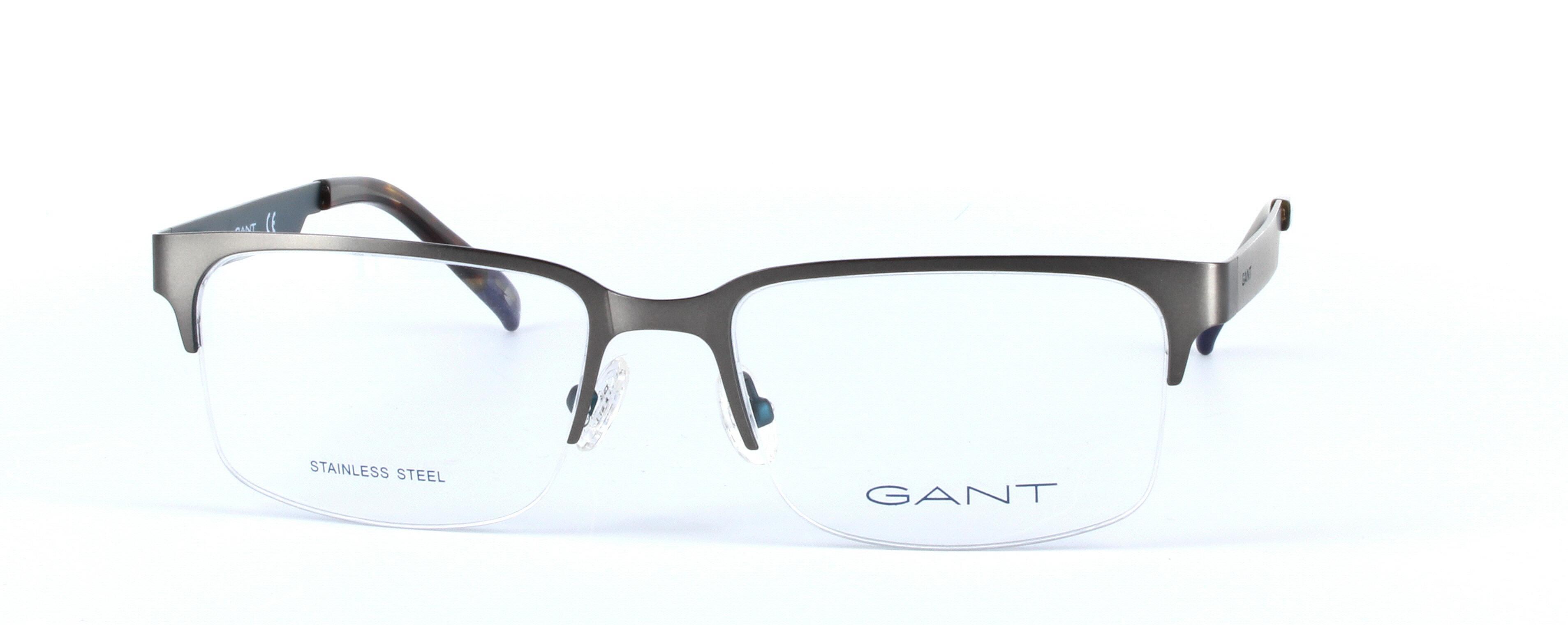 GANT (GA3077-009) Gunmetal Semi Rimless Oval Rectangular Metal Glasses - Image View 5