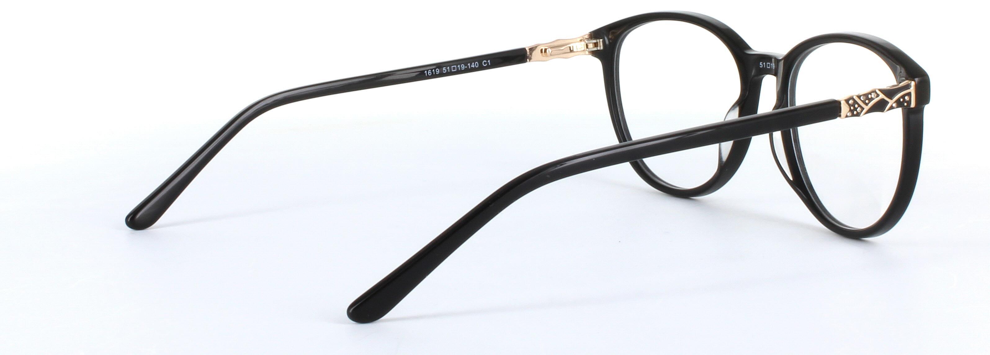 Livia Black Full Rim Round Plastic Glasses - Image View 4