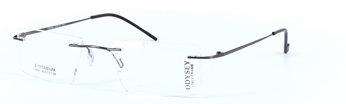 ODYSEY 6021 Gunmetal Rimless Rectangular Titanium Glasses - Image View 1