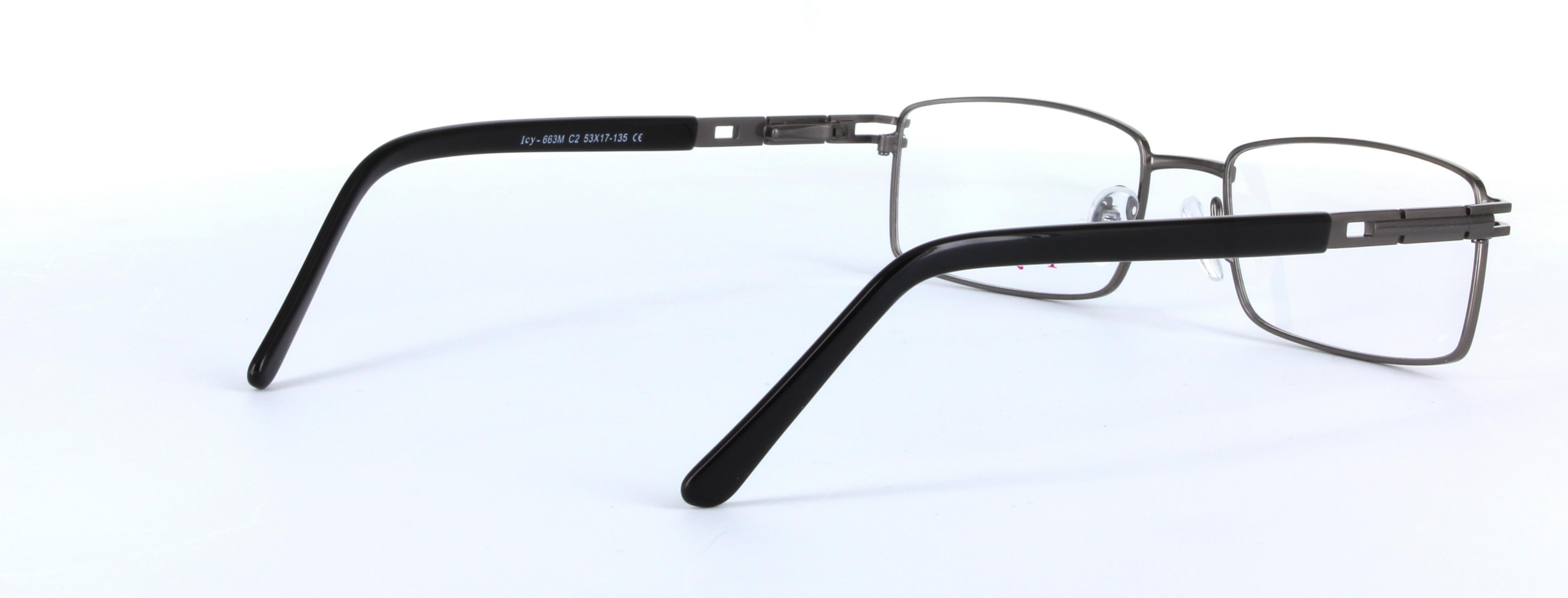 Gunmetal Full Rim Rectangular Metal Glasses Robin - Image View 4
