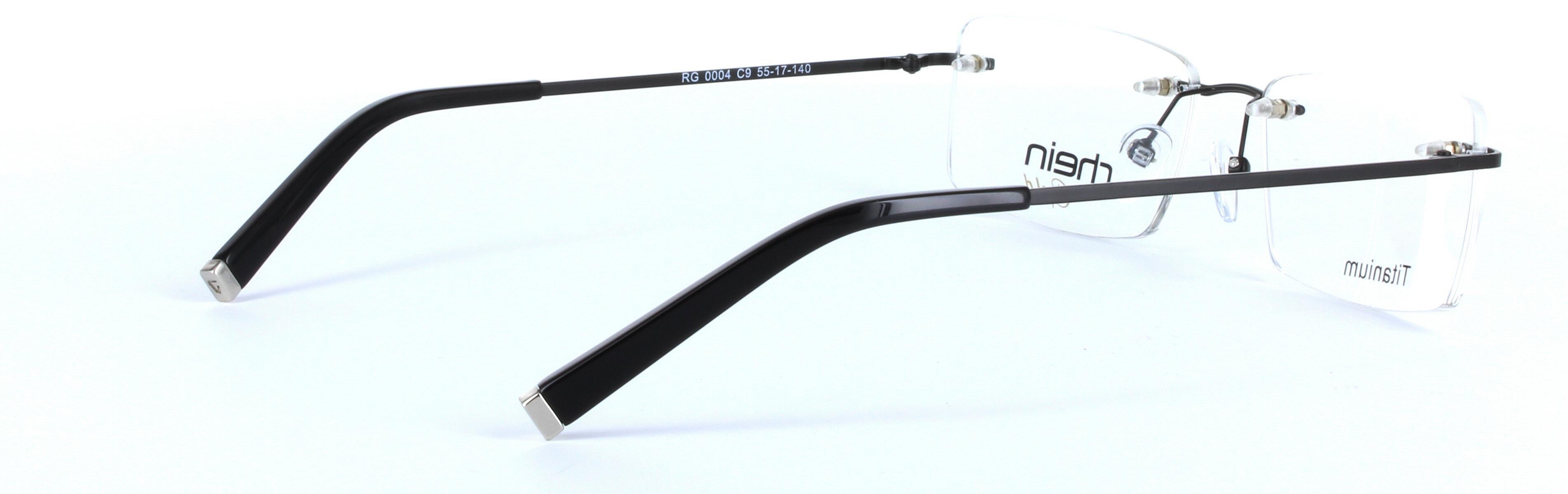 Greenville Titanium Gunmetal Rimless Rectangular Titanium Glasses - Image View 4
