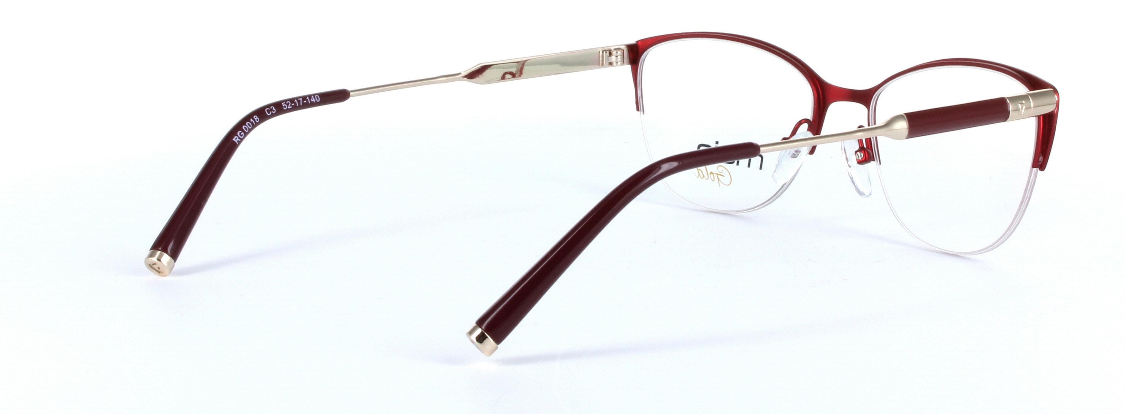 Emily Red Semi Rimless Oval Metal Glasses - Image View 4