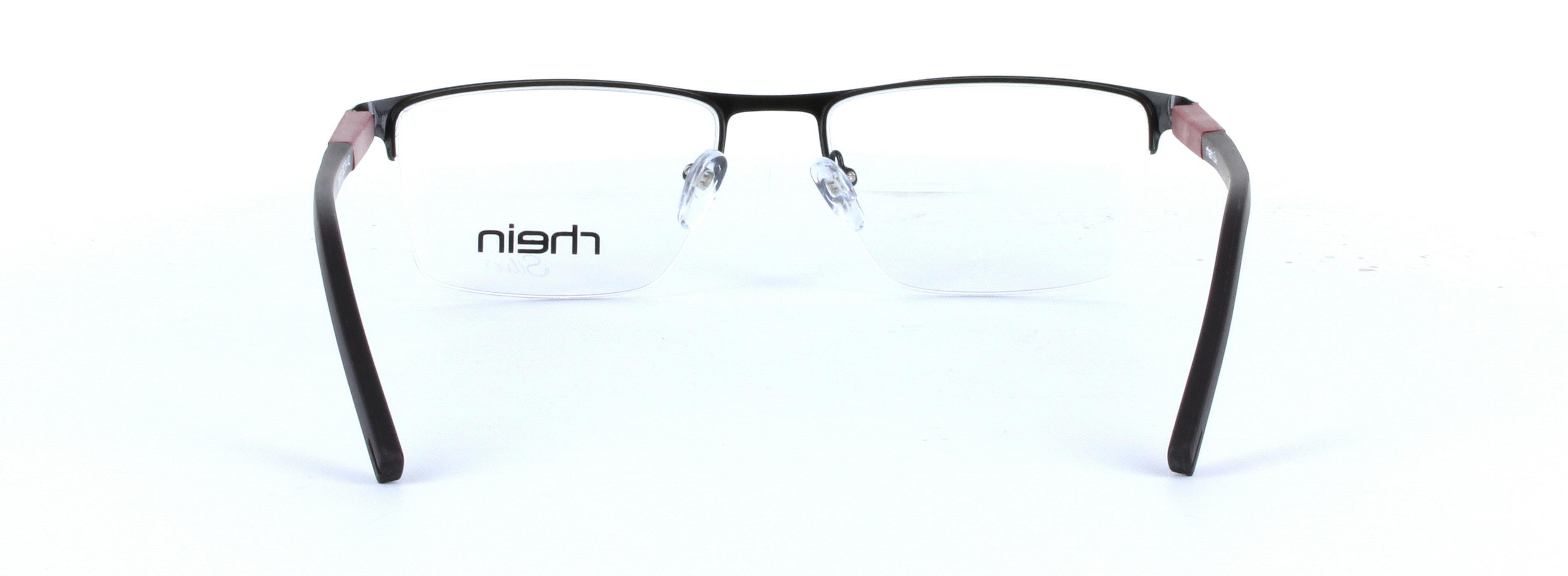 Dell Black and Red Semi Rimless Rectangular Metal Glasses - Image View 3