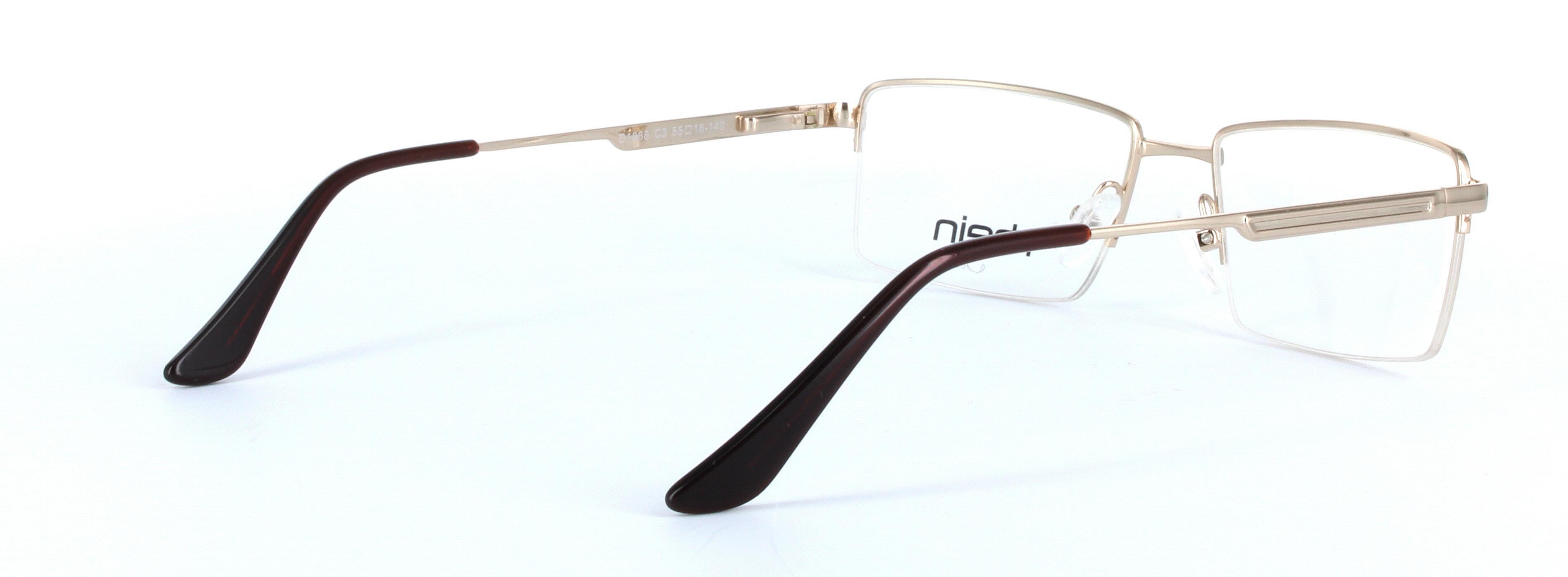 Highfield Gold Semi Rimless Rectangular Metal Glasses - Image View 4