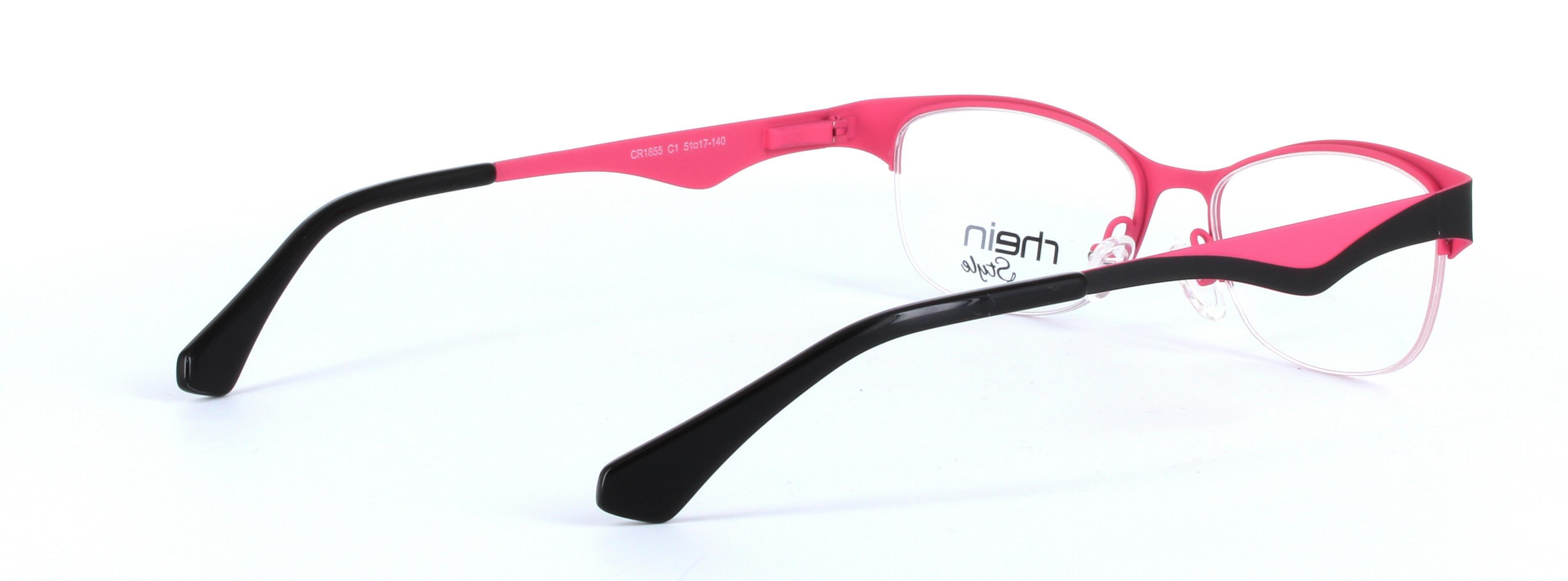 Kelly Black and Pink Semi Rimless Oval Rectangular Metal Glasses - Image View 4