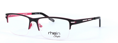 Curtis Black and Pink Semi Rimless Rectangular Metal Glasses - image View 1