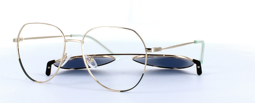 Eyecroxx 612 Gold and Black Full Rim Metal Glasses - Image View 1