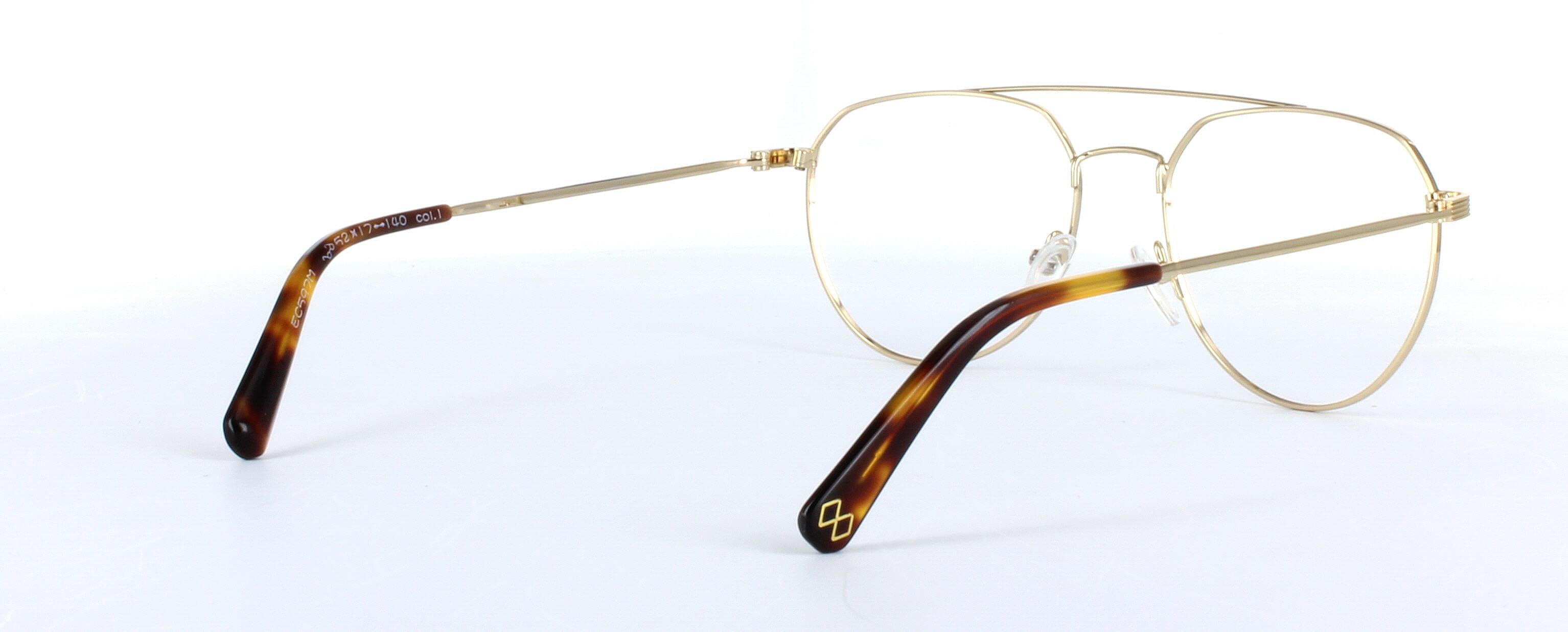 Eyecroxx 597 Black and Gold Full Rim Aviator Metal Glasses - Image View 4