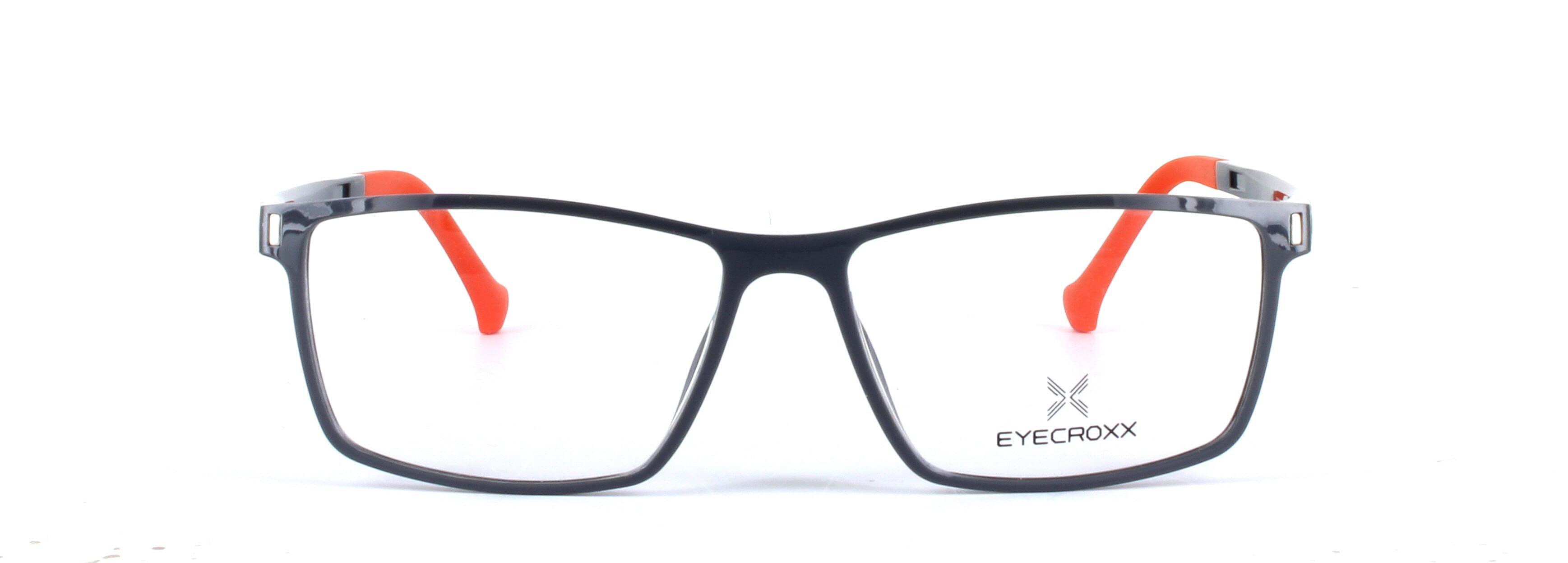 Eyecroxx 587-C4 Grey and Orange Full Rim Rectangular Plastic Glasses - Image View 5