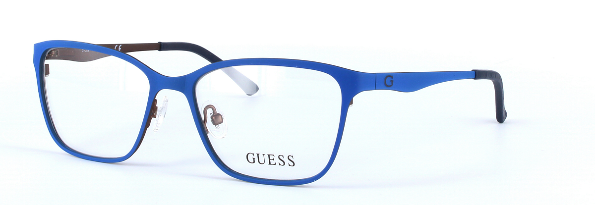 GUESS (GU2511-091) Blue Full Rim Oval Rectangular Metal Glasses - Image View 1