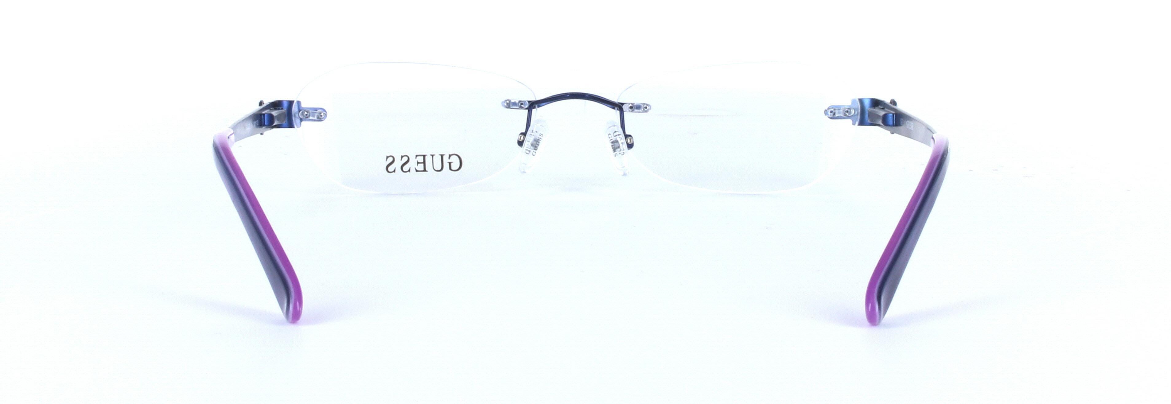 GUESS (GU2338-BLU) Blue Rimless Oval Rectangular Metal Glasses - Image View 3
