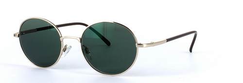 Discus Gold Full Rim Round Metal Sunglasses - Image View 1