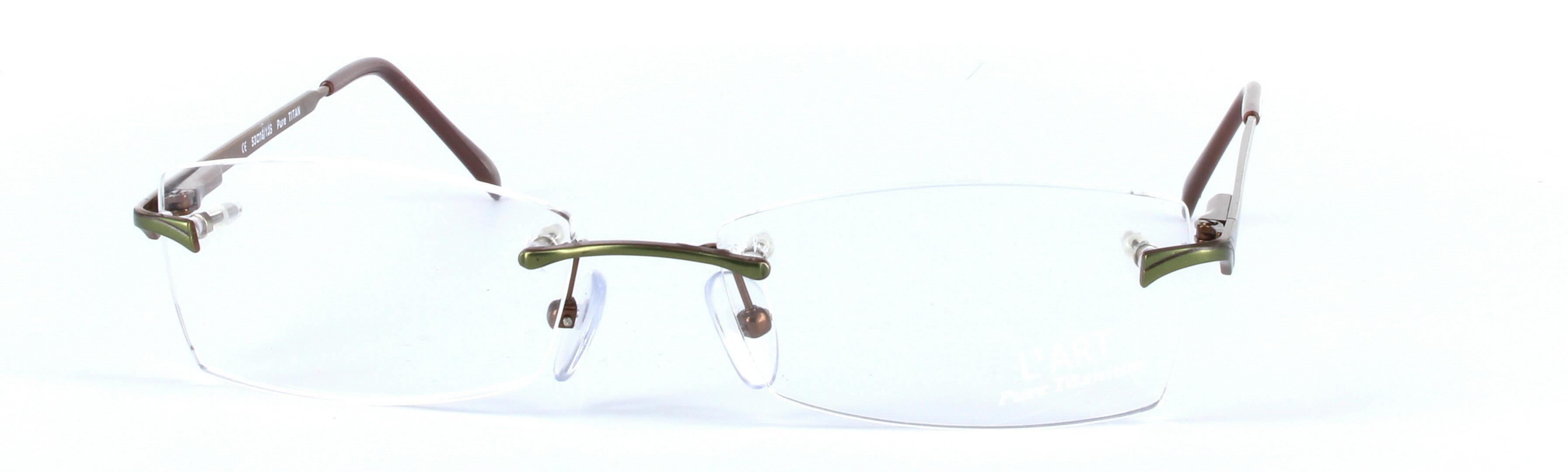 L'ART (1336-002) Olive Green Rimless Rectangular Titanium Glasses - Image View 5